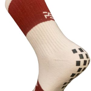 Maroon and White Grip Sock Size 6-12